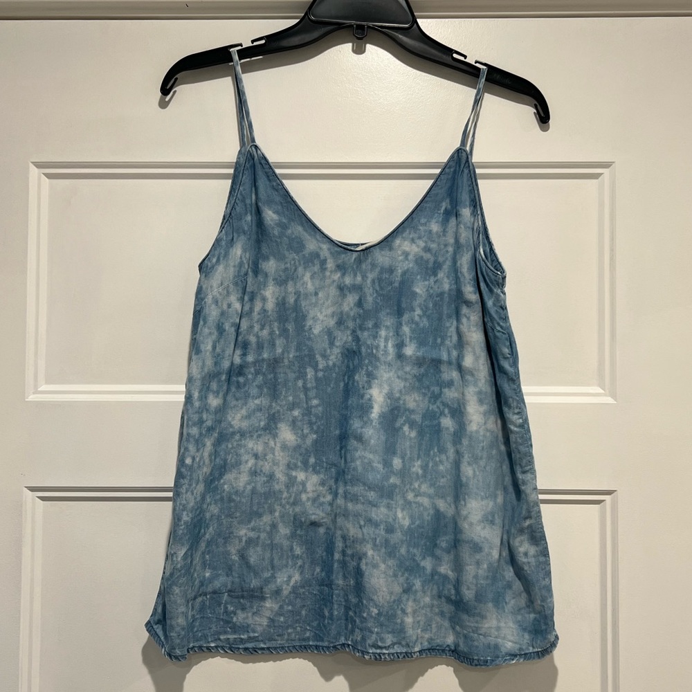 Bella Dahl Anthropologie Chambray Tank 100% Tencel Lyocell Oversized Flow Acid
